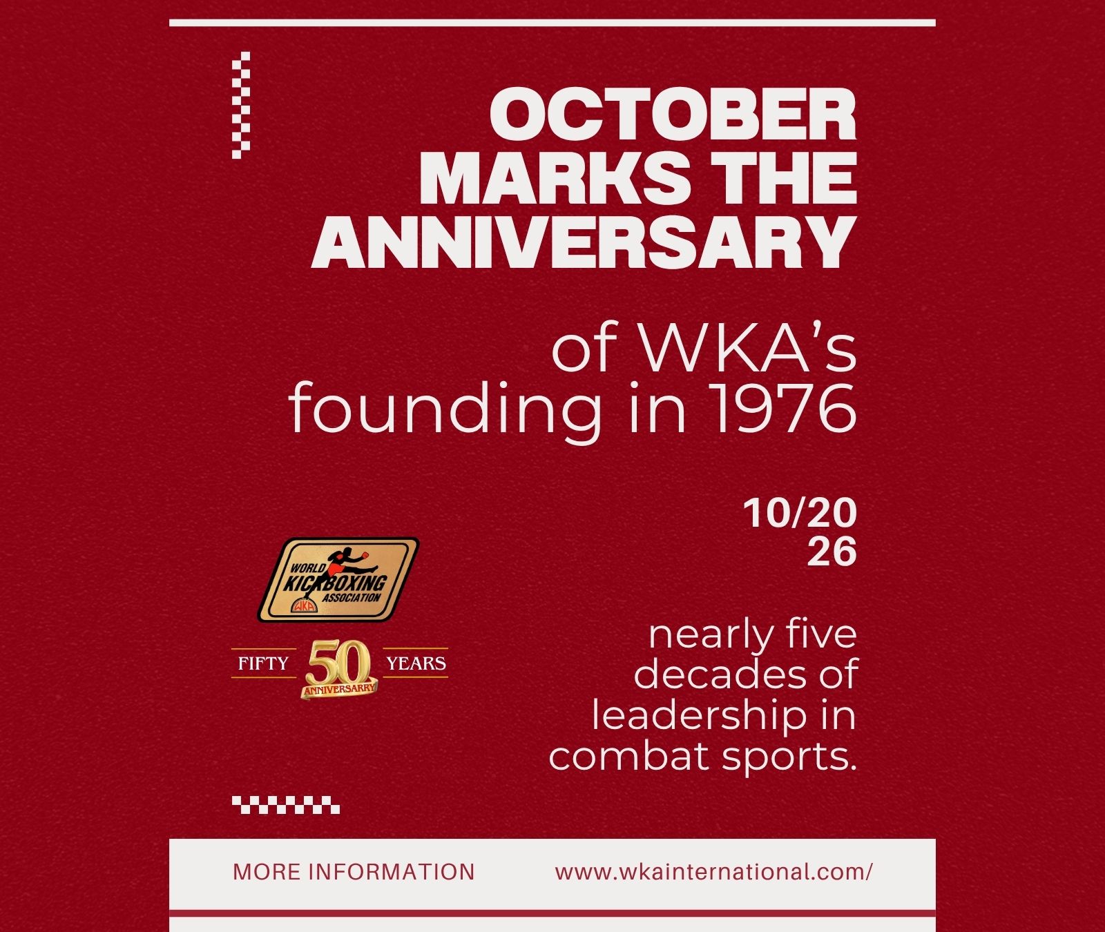 October marks another important anniversary for WKA