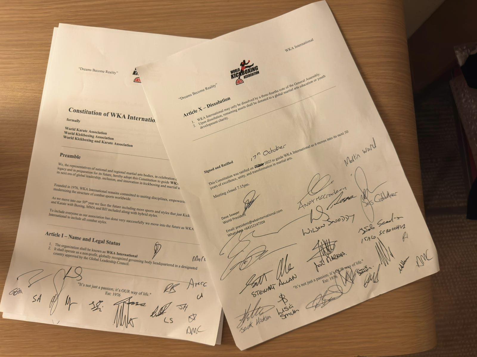 Official Statement from the Senior Team of WKA International